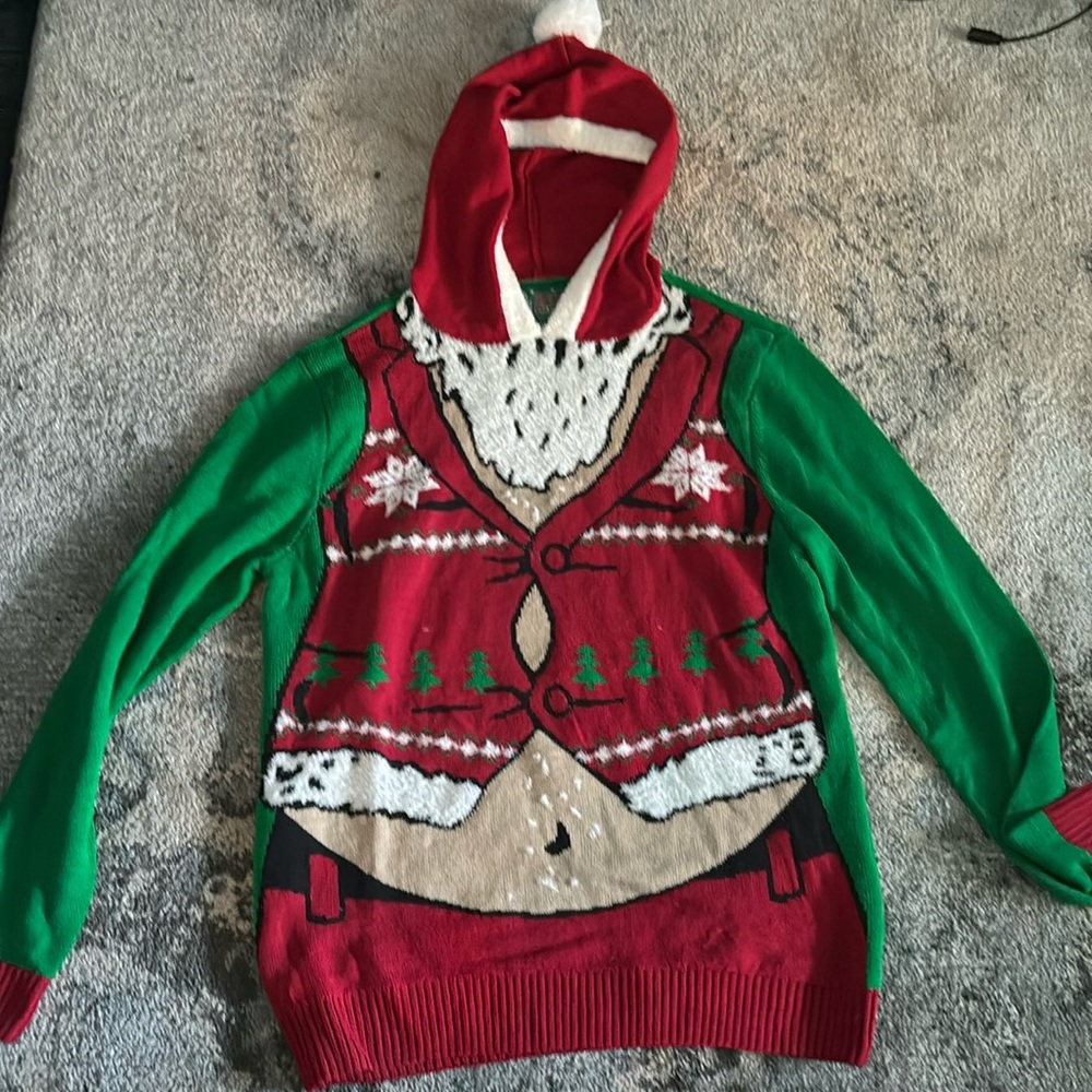 Ugly Xmas Sweater with Hood !  Men’s Large